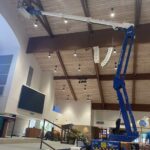 Indoor atrium spider lift for high-reach work